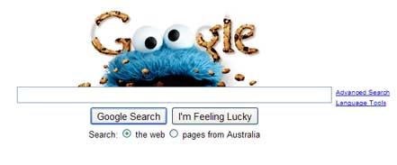 Cookie Monster on Google Homepage