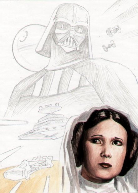 Star Wars, Artwork, Darth Vader, Princess Leia, Tutorial