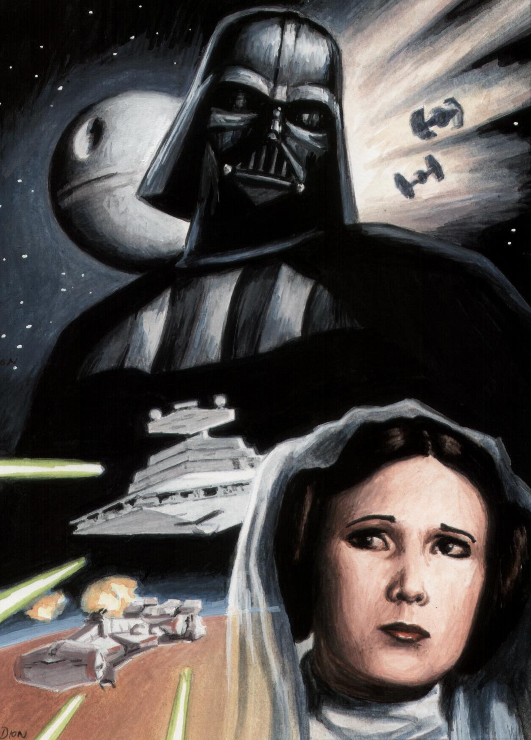 Star Wars, Artwork, Darth Vader, Princess Leia, Tutorial