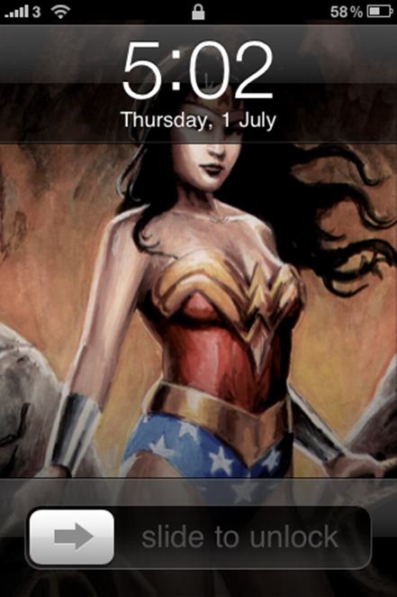 iPhone, wallpaper, home screen. lock screen, iOS4, wonder woman, bbww, bbw, dion hamill, sexy, DC