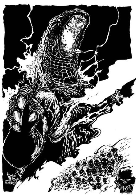 Godzilla, Japan, King King, artwork, monster, sketch, image
