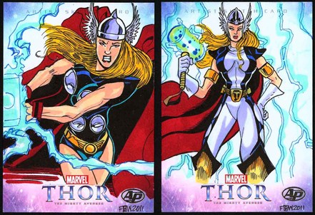 Thor, March 2011, April 2011, artwork, sketch, card set, Frankie B Washington, Cell cards, Autograph Cards, Natalie Portman, Chris Hemsworth, Anthony Hopkins