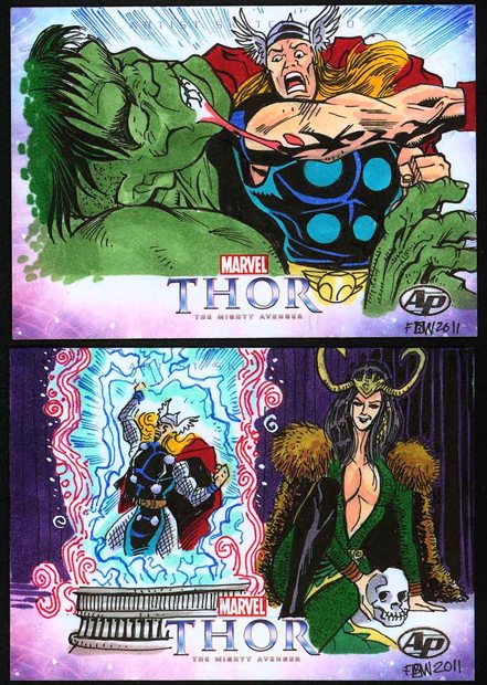 Thor, March 2011, April 2011, artwork, sketch, card set, Frankie B Washington, Cell cards, Autograph Cards, Natalie Portman, Chris Hemsworth, Anthony Hopkins