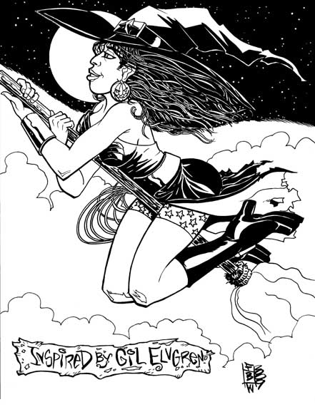 Wonder Woman Witch Black and White