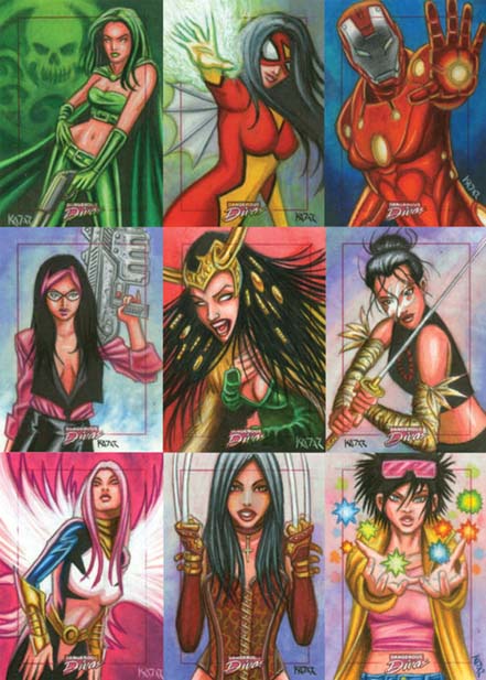 Marvel Dangerous Divas, Trading Cards, Frank Kadar, Sketch Cards, sexy, artwork