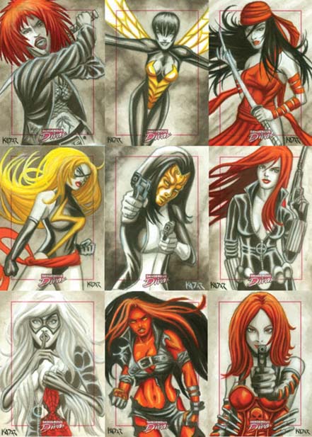 Marvel Dangerous Divas, Trading Cards, Frank Kadar, Sketch Cards, sexy, artwork