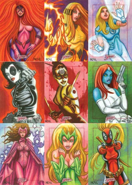 Marvel Dangerous Divas, Trading Cards, Frank Kadar, Sketch Cards, sexy, artwork