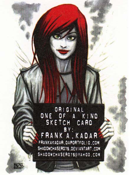 Sketch Card, Red Skull, Captain America, Dangerous Divas, Frank Kadar, Red Skull, commission, rare, collectible