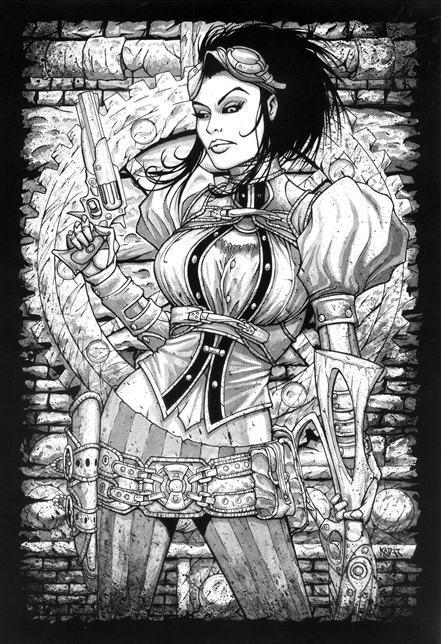 Lady Mechanika, Duo-Shade, sexy, inked, artwork, frank kadar