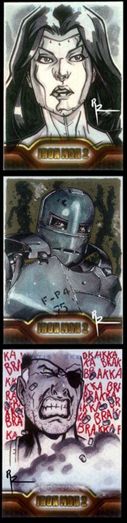 iron man, iron man 2, tony stark, sketch cards, black widow, art cards